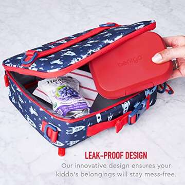 Bentgo Kids Snack - 2 Compartment Leak-Proof Bento-Style Food Storage for Snacks and Small Meals, Easy-Open Latch, Dishwasher Safe, and BPA-Free - Ideal for Ages 3+ (Red/Royal)