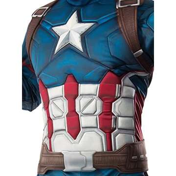 Marvel Captain America Deluxe Costume for Men, Superhero Wear