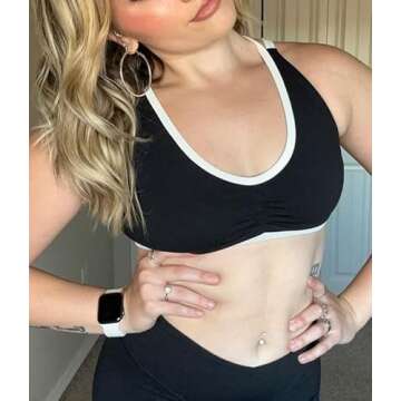 Aoxjox Women's Workout Sports Bras Fitness Backless Padded Rory Ruched Bra Yoga Crop Tank Top (Black...