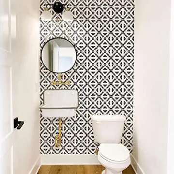 Jeweluck Peel and Stick Black and White Wallpaper