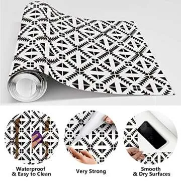 Jeweluck Peel and Stick Black and White Wallpaper