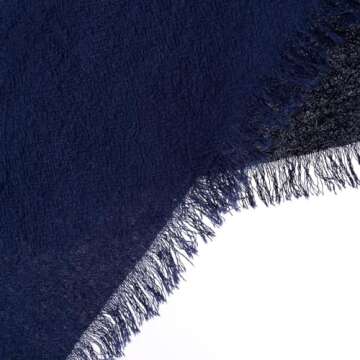 DeZerlor 6 Pack Navy Blue Cotton Linen Napkins with Fringe Spring Cloth Napkins Set of 6 Boho Handmade Dinner Easter Napkins Bulk for Navy Bridal Shower Wedding Baby Shower, 17 x 17 Inches