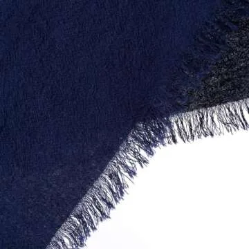 DeZerlor 6 Pack Navy Blue Cotton Linen Napkins with Fringe Spring Cloth Napkins Set of 6 Boho Handmade Dinner Easter Napkins Bulk for Navy Bridal Shower Wedding Baby Shower, 17 x 17 Inches