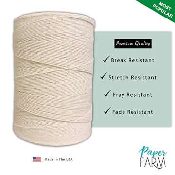 Durable Loom Warp Thread (Natural/Off White), One Spool, 8/4 Warp Yarn (800 Yards), Perfect for Weav...