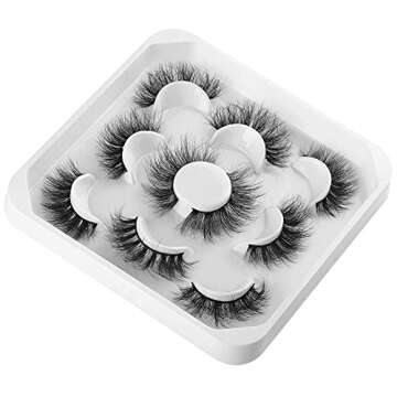 Geeneiya Mink Lashes Fluffy 5 Pairs Eyelashes Wispy Natural Look Eye Lashes Pack 8D Fluffy Dramatic False Lashes Luxury Volume Strip Fake Eyelashes 5 Styles