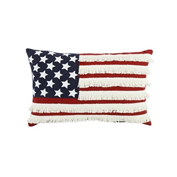 American Flag Fringe Pillow Cover - Patriotic Home Decor Accent