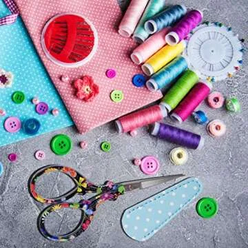 Hisuper Sewing scissors sharp scissors Embroidery Scissors Crafting Threading Scissors with Leather Scissors Cover for Needlework Craft Art Work Manual Sewing Handicraft DIY Tool Black Flower