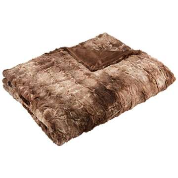 Amazon Basics Faux Fur Throw Blanket, 50 x 60 Inch, Alpine Brown