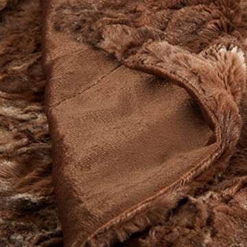 Amazon Basics Faux Fur Throw Blanket, 50 x 60 Inch, Alpine Brown