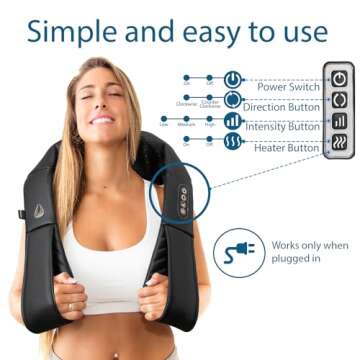 InvoSpa Shiatsu Back Shoulder and Neck Massager with Heat - Deep Tissue Kneading Pillow Massage - Back Massager, Shoulder Massager, Electric Full Body Massager