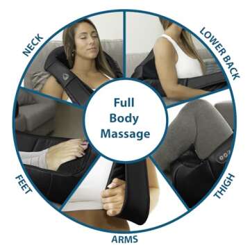 InvoSpa Shiatsu Back Shoulder and Neck Massager with Heat - Deep Tissue Kneading Pillow Massage - Back Massager, Shoulder Massager, Electric Full Body Massager