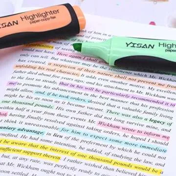 YISAN Highlighter,Pastel Highlighters,6 Colors Chisel Tip Cute Marker Pens, Water Based,Quick Dry for Home,School,Kids Journaling 901686