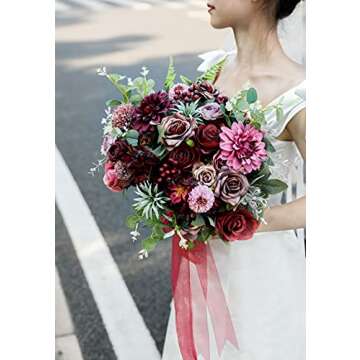 Serra Flora Artificial Flowers Combo Dahlia 25pcs Silk Fake Flowers Roses for DIY Wedding Bouquets B...