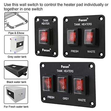 Facon RV Holding Tank Heater Pad with Thermostat Control