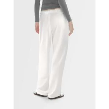 Pumiey Women's White Cotton Sweatpants for Casual Wear