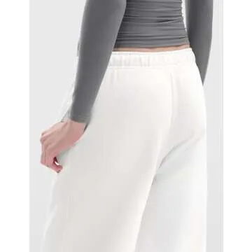 Pumiey Women's White Cotton Sweatpants for Casual Wear