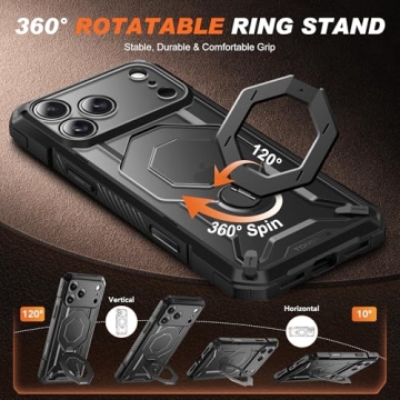TONGATE iPhone 17 Pro Max Case with 360° Magnetic Stand