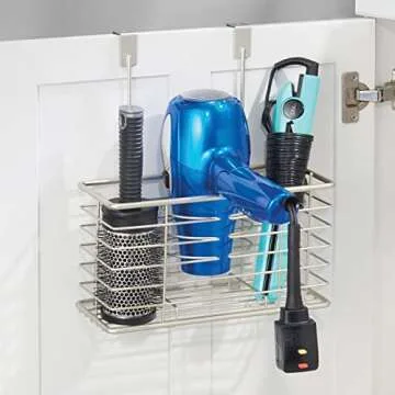 mDesign Over Cabinet Hair Dryer Holder for Organized Styling