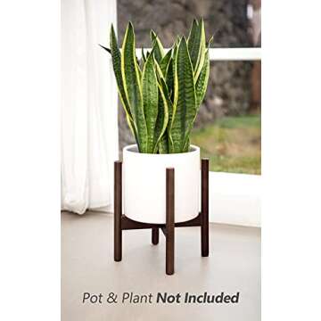 Mkono Plant Stand Mid Century Wood Flower Pot Holder (Plant Pot NOT Included) Modern Potted Stand In...