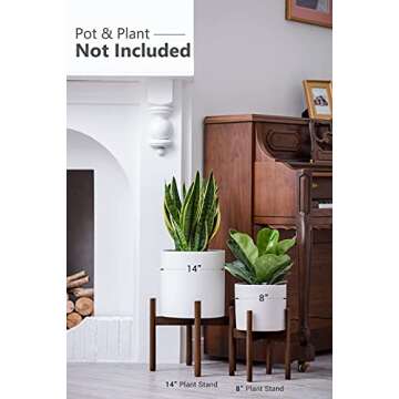 Mkono Plant Stand Mid Century Wood Flower Pot Holder (Plant Pot NOT Included) Modern Potted Stand Indoor Display Rack Rustic Decor, Up to 8 Inch Planter, Dark Brown