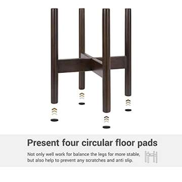 Mkono Plant Stand Mid Century Wood Flower Pot Holder (Plant Pot NOT Included) Modern Potted Stand Indoor Display Rack Rustic Decor, Up to 8 Inch Planter, Dark Brown