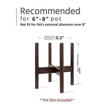 Mkono Plant Stand Mid Century Wood Flower Pot Holder (Plant Pot NOT Included) Modern Potted Stand Indoor Display Rack Rustic Decor, Up to 8 Inch Planter, Dark Brown
