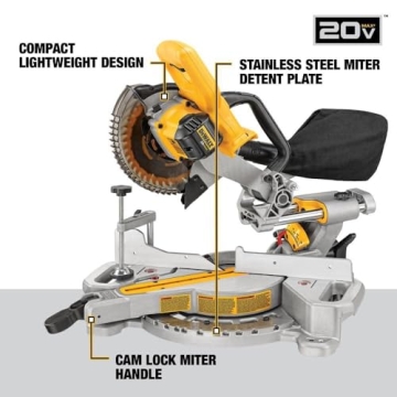 Lightweight DEWALT 20V MAX Cordless Miter Saw for Professionals