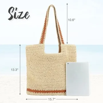 Freie Liebe Straw Beach Bag for Women Summer Woven Tote Bag Shoulder Handbag Boho Hobo Bags