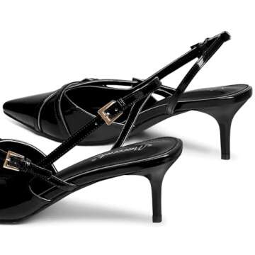 MUCCCUTE Women's Black Kitten Heels with Buckle Strap