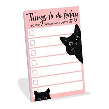 Funny Cat Small to Do List Sticky Notes | Things to Do Today So My Cat Can Live a Better Life | Blac...