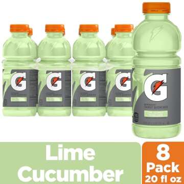Gatorade Thirst Quencher Sports Drink, Lime Cucumber, 20 fl oz Bottles (8 Pack), Electrolytes for Re...