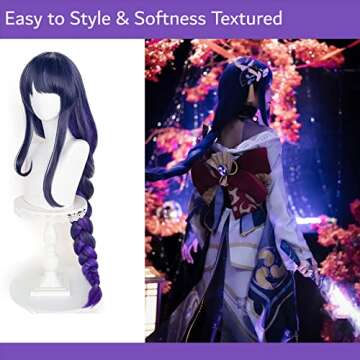 Alacos Purple Braid Raiden Shogun Wig for Cosplay Events
