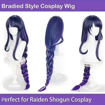 Alacos Purple Braid Raiden Shogun Wig for Cosplay Events