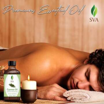 SVA Cypress Essential Oil – 4 Fl Oz – 100% Natural Cypress Oil - for Diffuser, Hair Care, Face, Skin Care, Aromatherapy, Scalp and Body Massage, Soap and Candle Making – with Dropper