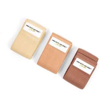 MIND BODY AND SPIRIT Fabric Resistance Bands Set of 3 - Durable Bands for Home Gym Workout, Body Fitness, Physical Therapy, Yoga, Pilates, Strength Training and Toning (Brown, Light Brown, Cream)