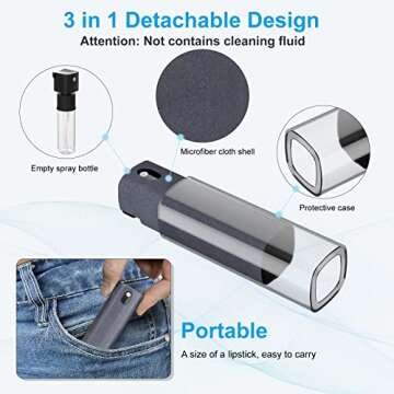BoYata Screen Cleaner Kit 2PCS, 3-in-1 Touchscreen Mist Cleaner Spray Bottle & Microfiber Cloth, Por...