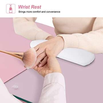 BarberPub Manicure Table, Nail Makeup Desk with Drawers, Storage Beauty Salon Workstation 2611 (Pink)