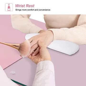 BarberPub Manicure Table, Nail Makeup Desk with Drawers, Storage Beauty Salon Workstation 2611 (Pink)