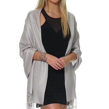 Light Grey Pashmina Shawl for Evening Wear