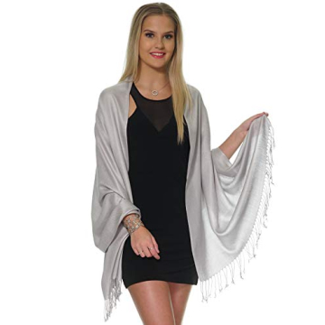 Light Grey Pashmina Shawl for Evening Wear