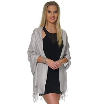 Light Grey Pashmina Shawl for Evening Wear