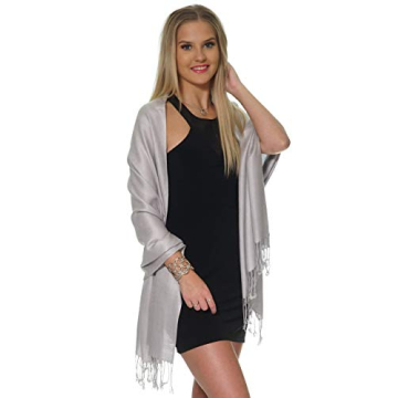 Light Grey Pashmina Shawl for Evening Wear