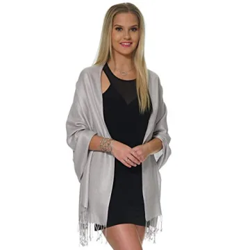 Light Grey Pashmina Shawl for Evening Wear