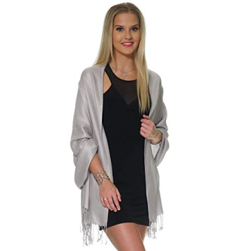 Light Grey Pashmina Shawl for Evening Wear