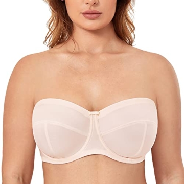 DELIMIRA Plus Size Strapless Bra - Ultimate Comfort & Support in Rose White