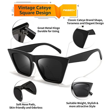 Trendy FEISEDY Cat Eye Sunglasses with UV400 Protection