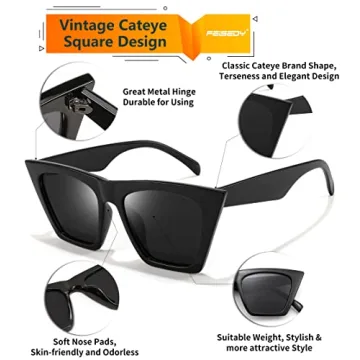 Trendy FEISEDY Cat Eye Sunglasses with UV400 Protection