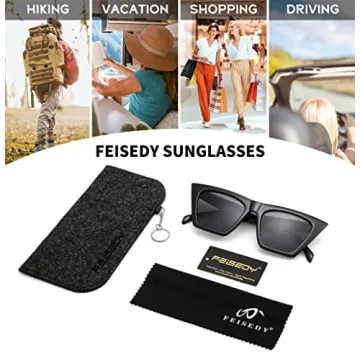 Trendy FEISEDY Cat Eye Sunglasses with UV400 Protection