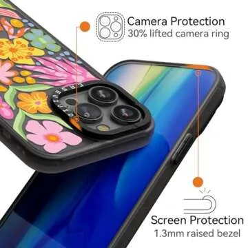 casevivid Compatible for iPhone 15 Pro Max Case Cute Aesthetic - Durable Fashion Funny Phone Case - Girly Passion Flower Pattern Print Cover Design for Woman Girl 6.7 inches Black