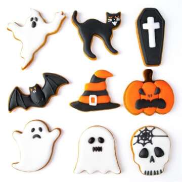 QtoiKce Halloween Cookie Cutters Set - 9 Stainless Steel Shapes